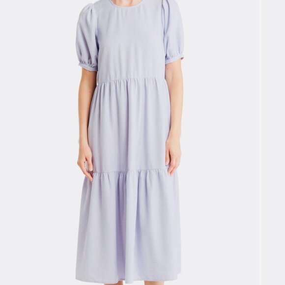 Maisie Dresses & Skirts - Maisie Lila Microcheck Tiered Maxi Dress
